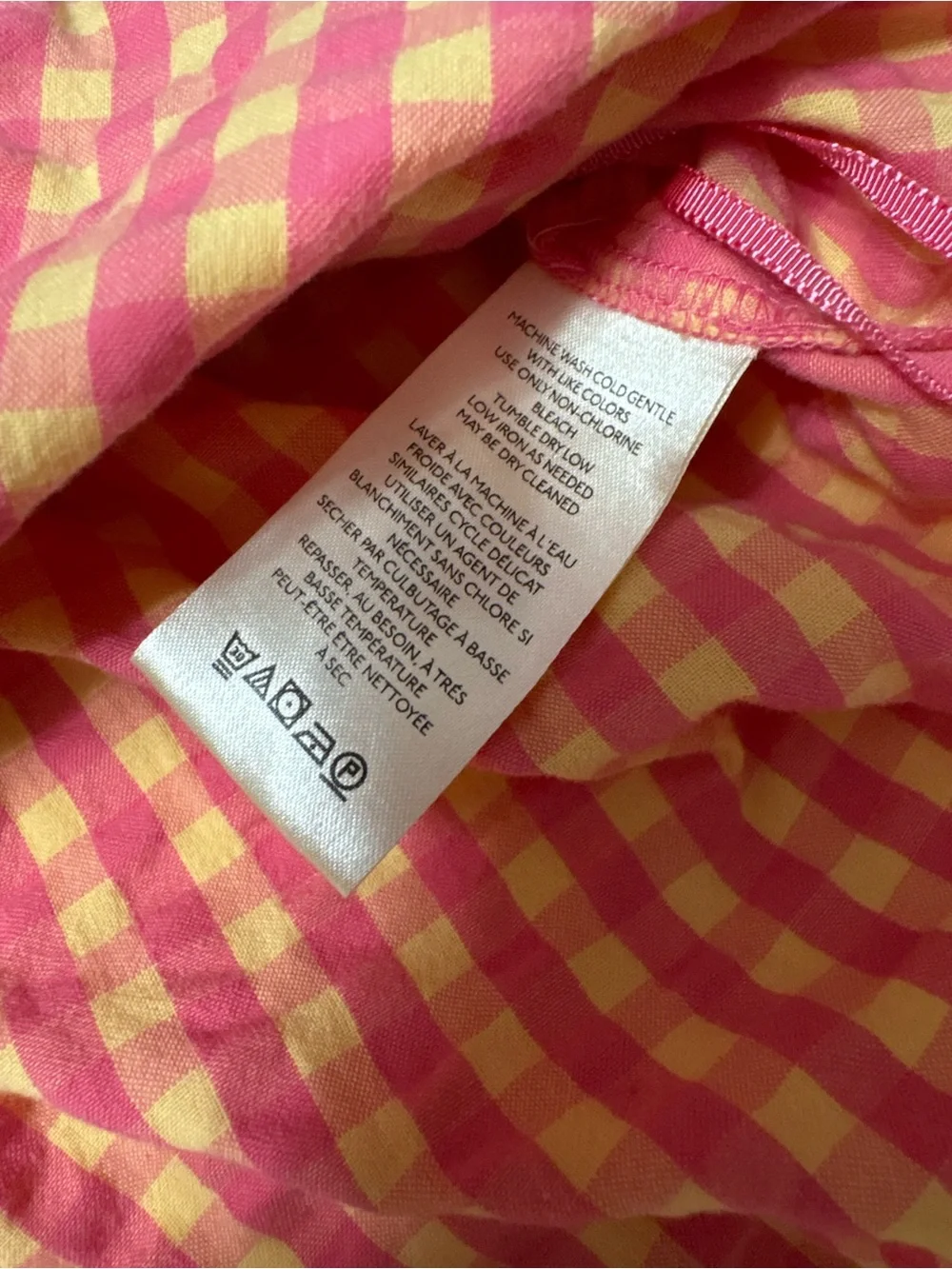 Free People Pink & Orange Gingham Ruffle Tie-Front Cami
